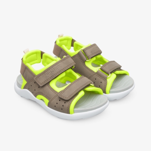 Camper Wous Sandals Brown / Yellow - Kids Singapore YHSQIX-083